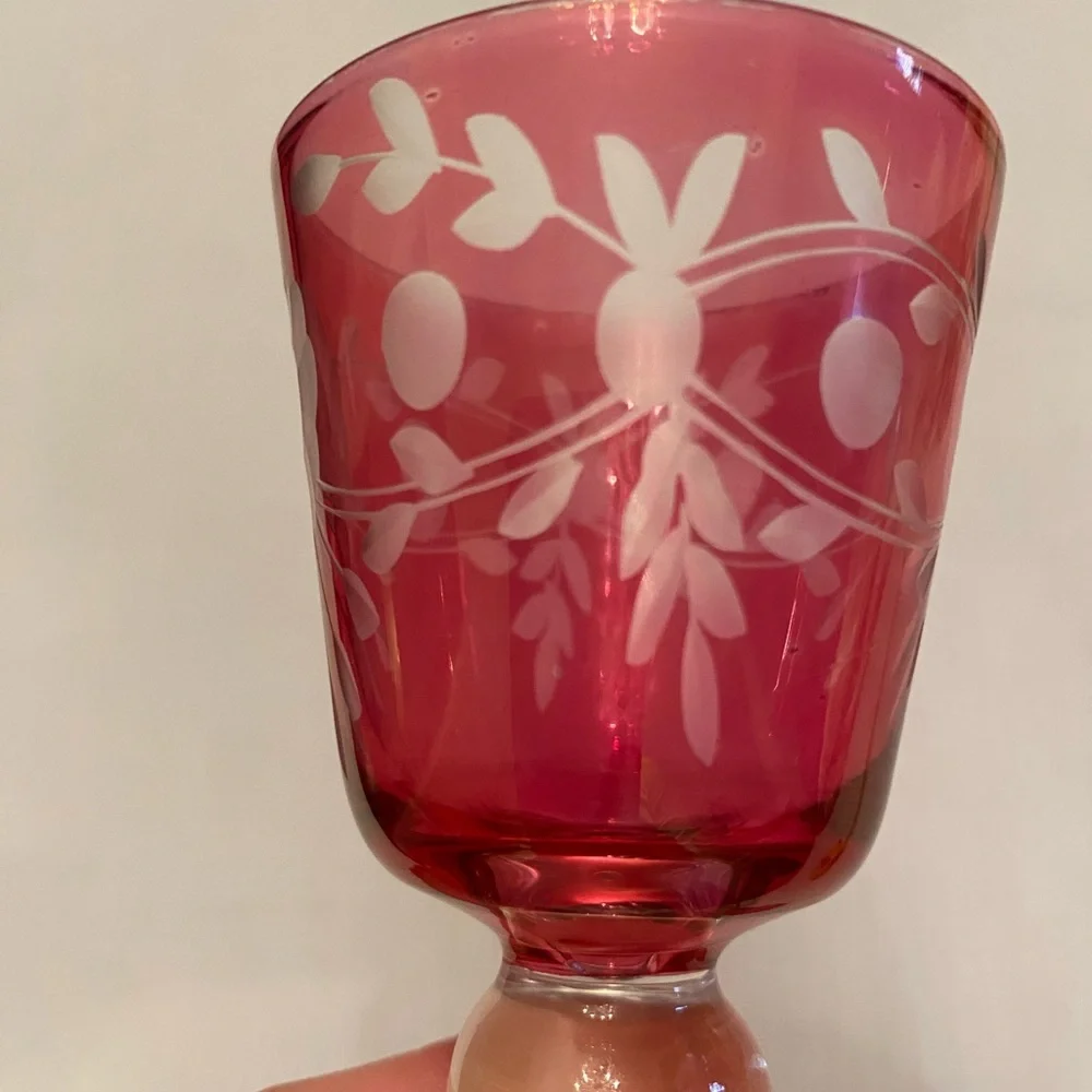 Antique Glastonbury Cranberry Cordial Glasses Set of 4